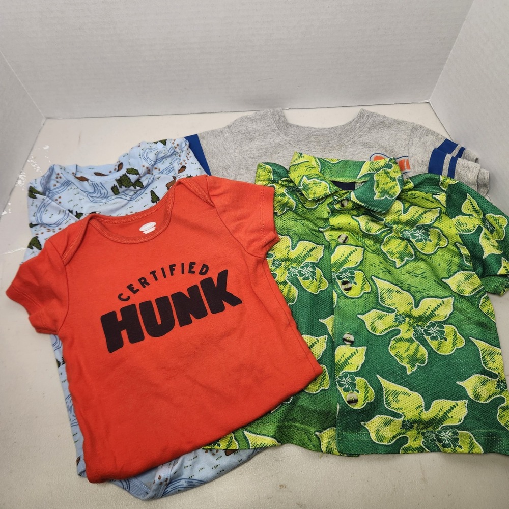 Toddler Clothing Lot 4 Pieces 18-24 Month Boy T-Shirt‎ Tiger Bodysuit Button Up